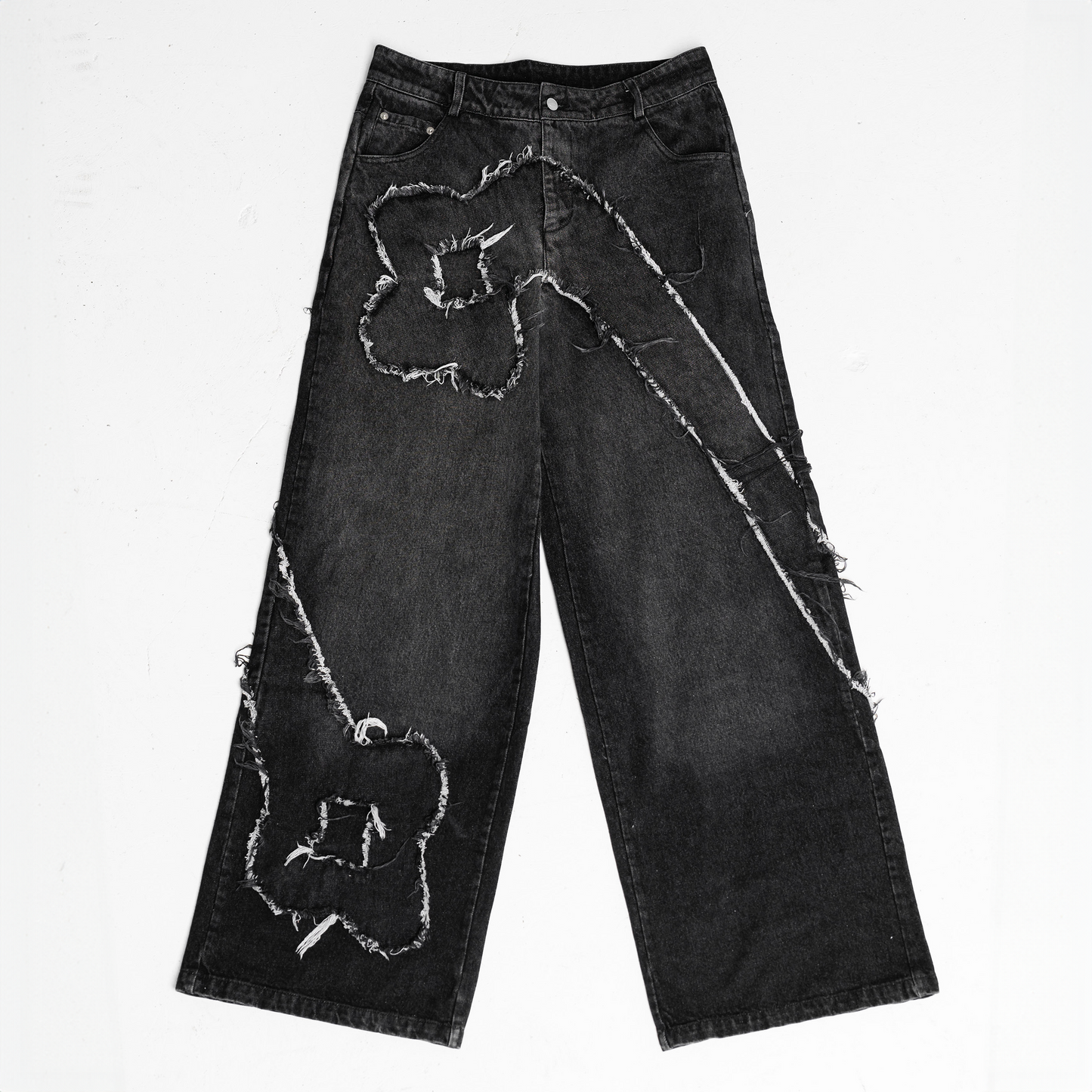 BLACK "INFINITY" RAW JEANS