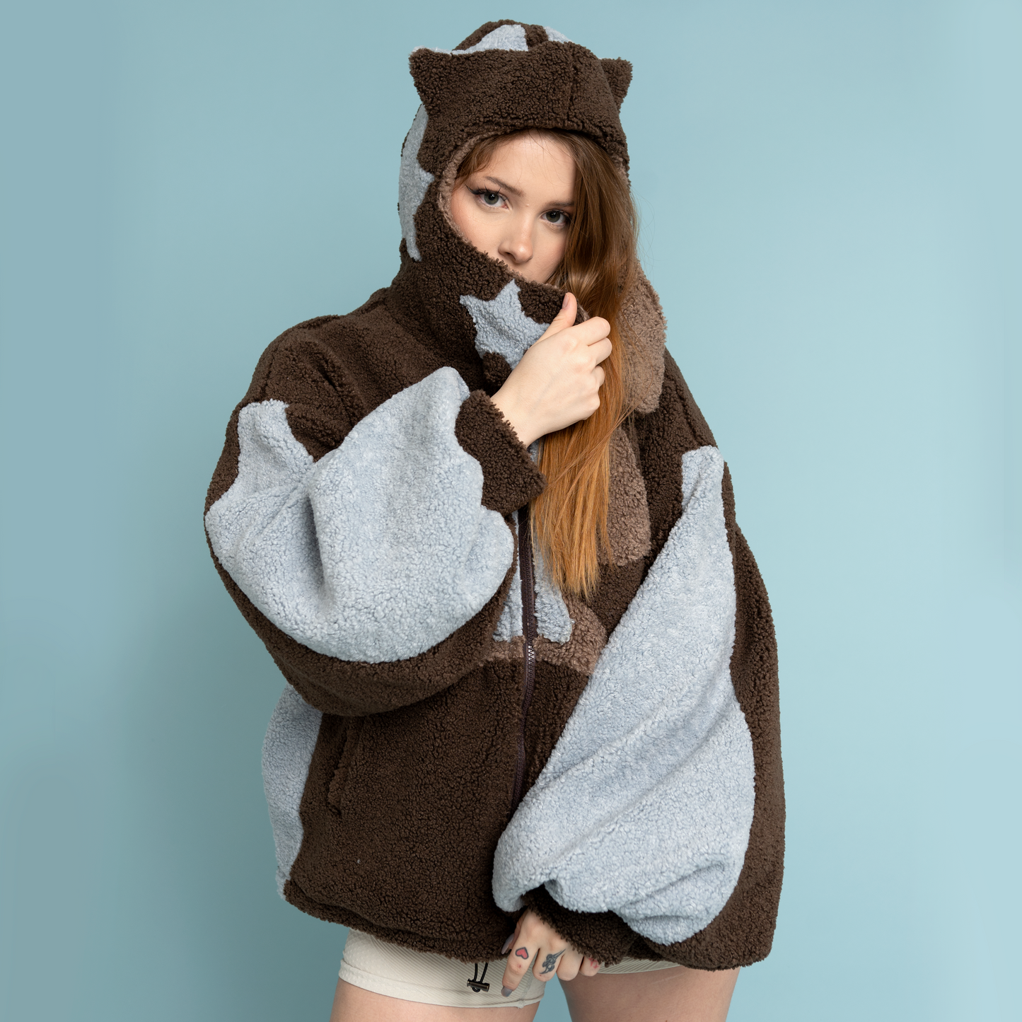 "BOOM" (ICE/CHOCOLATE) TEDDY ZIP HOODIE